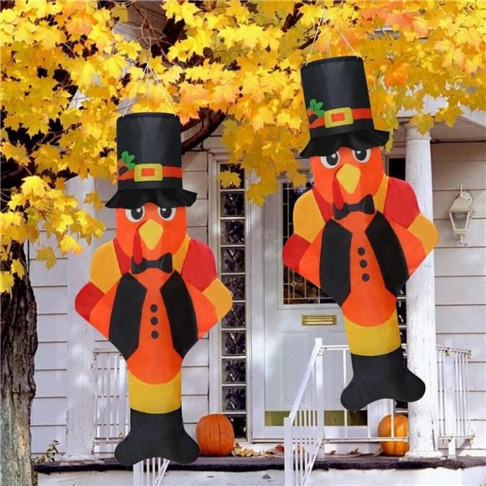 Fall Turkey Windsocks Set of 2 Outdoor Thanksgiving Decor
